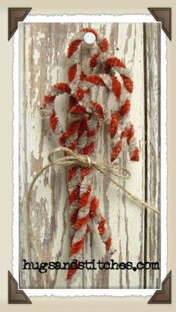 9043 - Grungy 4" Chenille Candy Canes Pkg/6