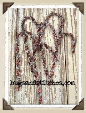 9043T - Grungy 4" Tinsel Candy Canes Pkg/6