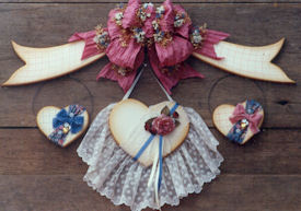 384 - Button Hearts and Gingham Bows (cut)