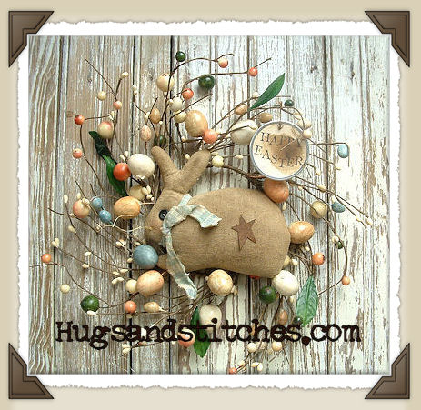 1018 - Primitive 14" Bunny Egg Wreath