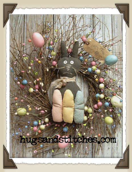 1057 - Prim Black Bunny w/Eggs