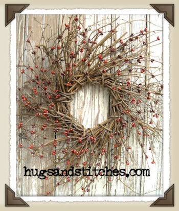 7001 - Red/Burg Pip Berry Twig Wreath
