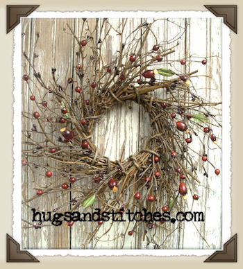 7002 - Burgundy Mixed Berry Twig Wreath
