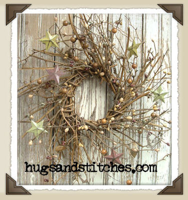 7003 - Spring Berry & Tin Star Twig Wreath
