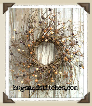 7006 - Fall Berry & Tin Star Twig Wreath