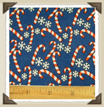 CL-12 * Dark Blue Flannel Candy Cane Print*CL