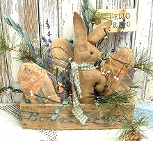 1036 - Bunny & Quilt Egg Cheese Box Lamp