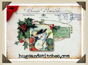 s014 - Vintage Snowman Postcard Tags