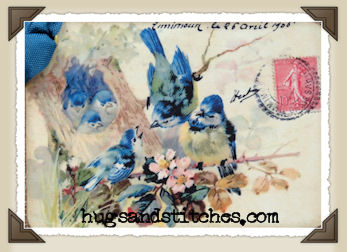 s018 - Blue Bird Postcard Tags