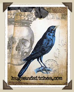 s040 - Black Crow Skull Tags