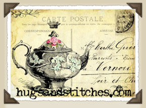 s047 - French Teapot Postcard Tags