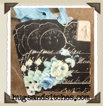 s090 - Black/Blue Postcard Tags
