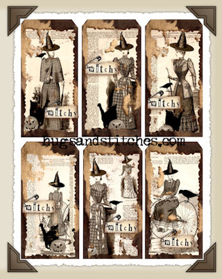 Hang Tags - Halloween Witchy-T023 (set of 6)