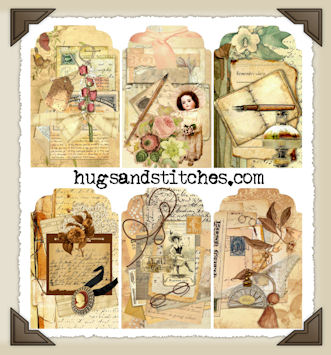 Hang Tags - Vintage Writing-T034 (set of 6)