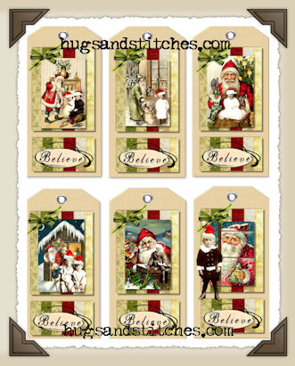 Hang Tags - Christmas Believe Santa-T045 (set of 6)