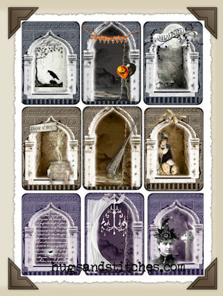 Hang Tags - Halloween Goth Windows-T048 (set of 9)