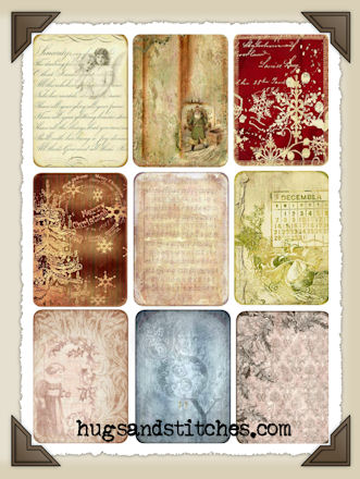 Hang Tags - Christmas Backgrounds-T052 (set of 9)