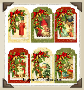 Hang Tags - Christmas Postcards-T062 (set of 6)