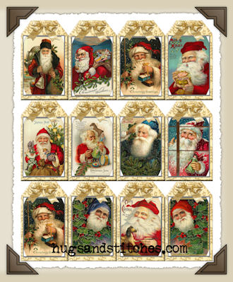 Hang Tags - Christmas Santa Images-T092 (set of 12)