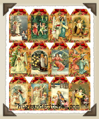 Hang Tags - Christmas Angel Postcards-T096 (set of 12)
