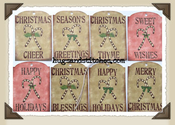 Hang Tags - Christmas Candy Canes-T104 (set of 8)