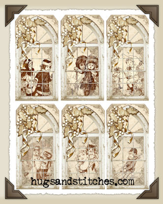 Hang Tags - Christmas Engravings-T107 (set of 6)