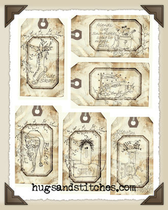 Hang Tags - Christmas Stitchery-T111 (set of 6)