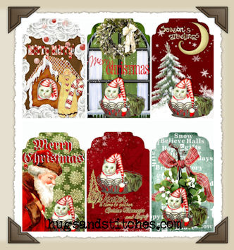 Hang Tags - Christmas Cats-T112 (set of 6)