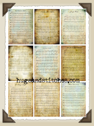 Hang Tags - Christmas Sheet Music-T128 (set of 9)