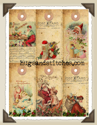Hang Tags - Christmas Joy Santas-T131 (set of 6)