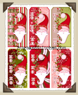 Hang Tags - Christmas Whimsy Santas-T171 (set of 6)