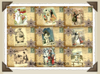 Hang Tags - Christmas Snowman Postcards-T190 (set of 12)
