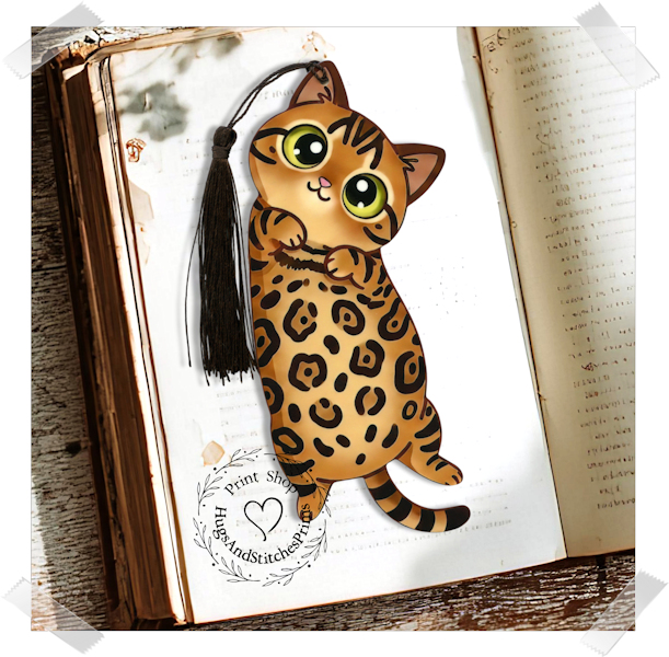 Kitty Cat Rosette Bengal Double Sided Laminated Bookmark BM1