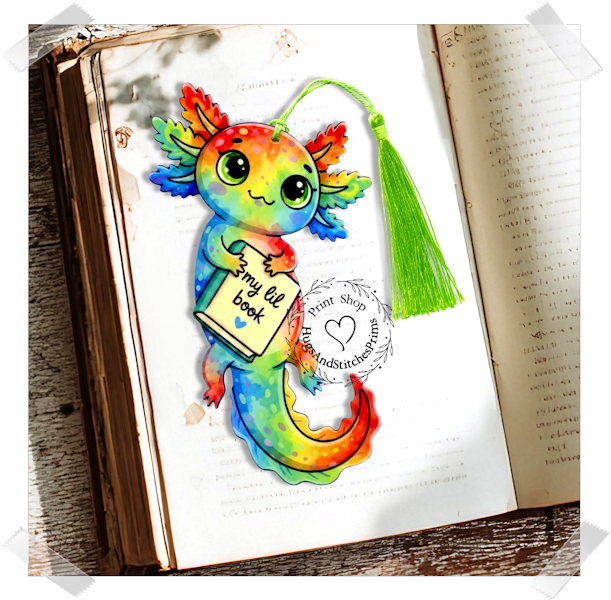 Colorful Axolotl Double Sided Laminated Bookmark BM11