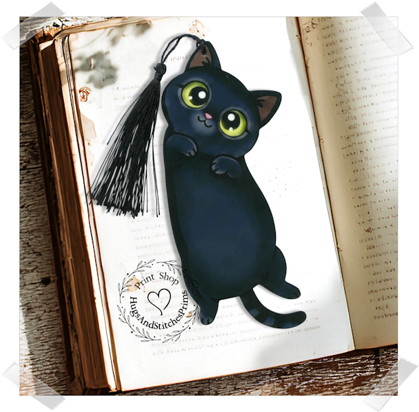 Kitty Cat Black Double Sided Laminated Bookmark BM12