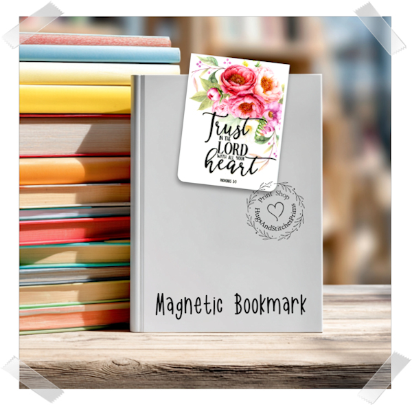 Trust In The Lord Floral Bible Verse Double Sided Laminated Magnetic Bookmark BM17