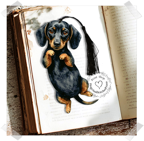 Black & Tan Dachshund Puppy Dog Double Sided Laminated Bookmark BM28