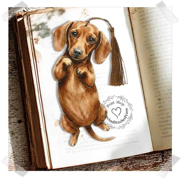 Red Chestnut Dachshund Puppy Dog Double Sided Laminated Bookmark BM29