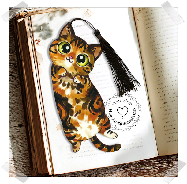 Kitty Cat Brown Tabby Double Sided Laminated Bookmark BM3