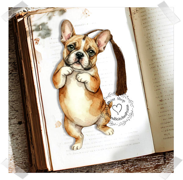 French Bulldog Puppy Dog Double Sided Laminated Bookmark BM30