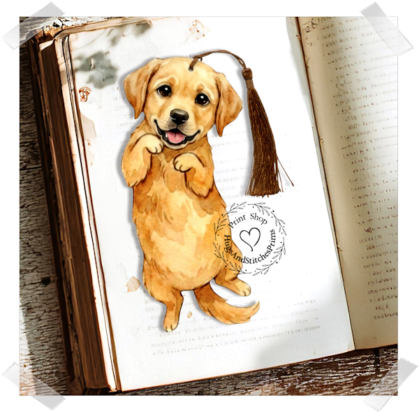 Golden Retriever Puppy Dog Double Sided Laminated Bookmark BM33