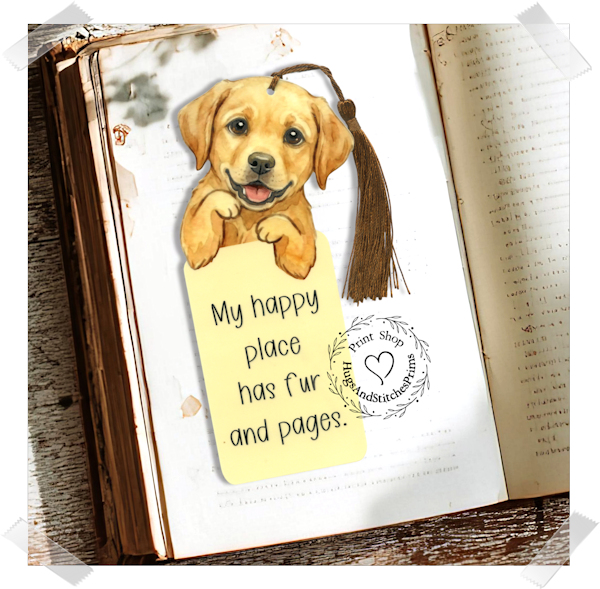 Golden Retriever Puppy Dog Double Sided Laminated Bookmark BM34
