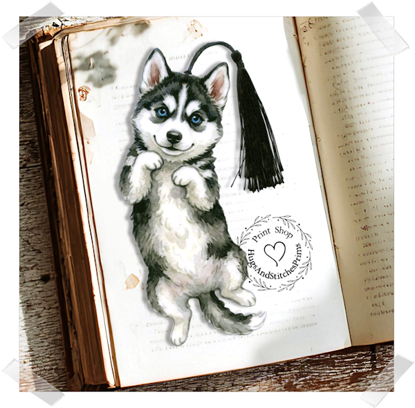 Husky Puppy Dog Double Sided Laminated Bookmark BM39