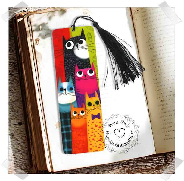 Funny Quirky Kitty Cats Double Sided Laminated Bookmark BM7
