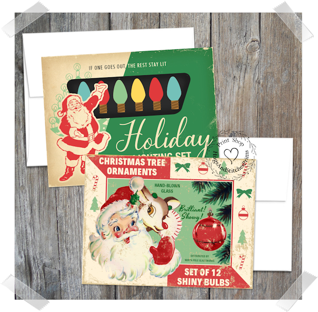 Santa Claus Reindeer & Tree Light Set Note Cards #10