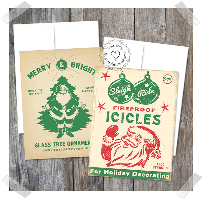 Santa Claus Ornament Tree Hangers Note Cards #13