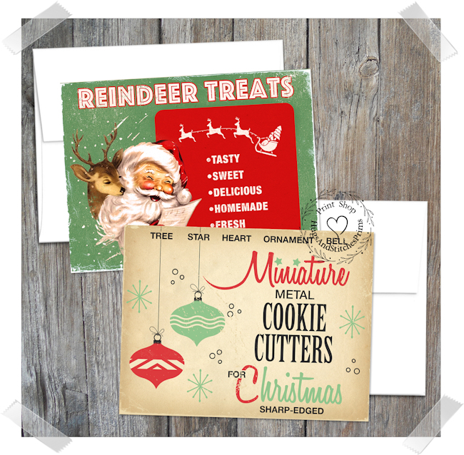 Santa Claus Reindeer & Christmas Cookie Cutters Note Cards #15