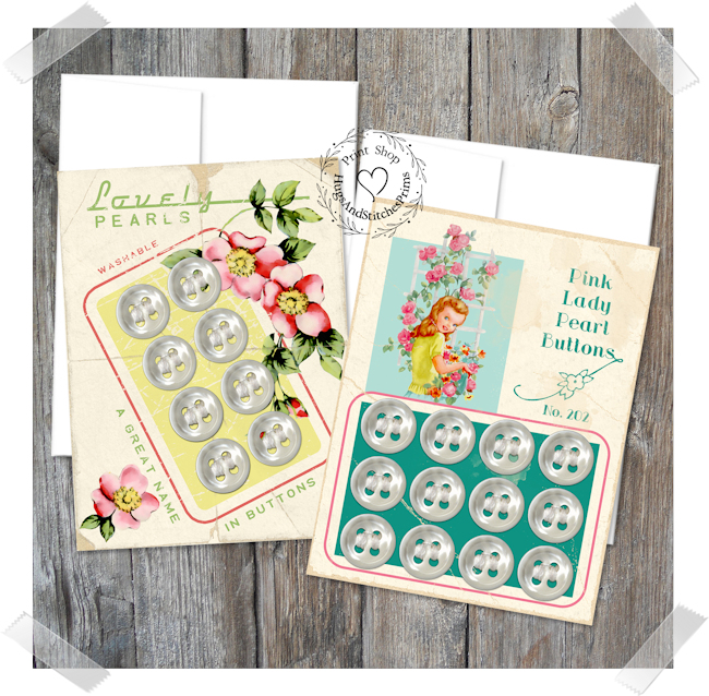 Button Cards Sewing Theme Note Cards #17