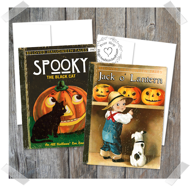 Halloween Pumpkin Jack O Lantern Book Cover Note Cards #2