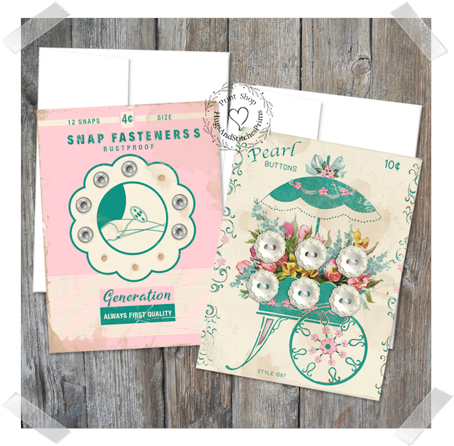 Button & Snap Cards Sewing Theme Note Cards #20